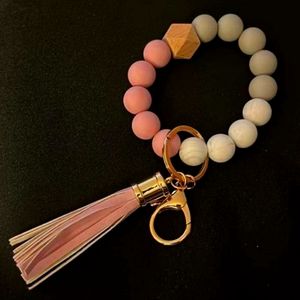 Silicone bead keychain bracelets